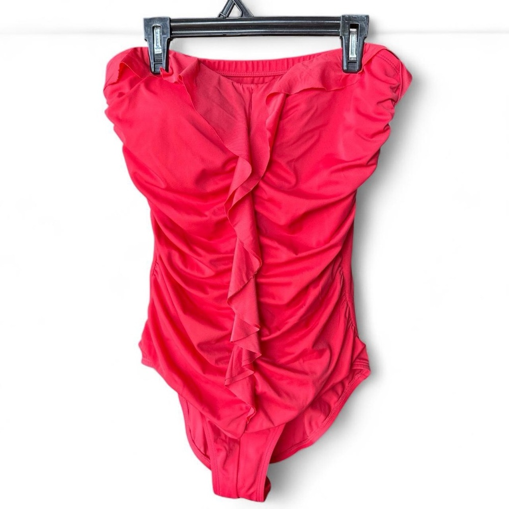 Redish pink, Ruched One Piece Swimsuit